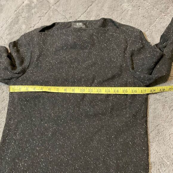 BCBGMaxAzria Womens Wool Blend Boat Neck Glitter Trim Long Sleeve Top Black Smal - Picture 4 of 11